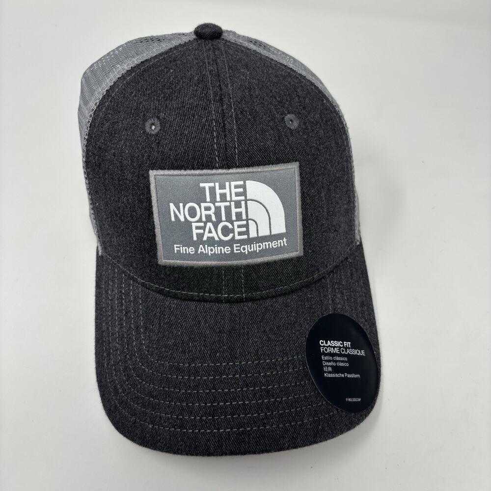 THE NORTH FACE Unisex Mudder Snapback Gray Patch Logo Trucker Hat NWT TNF